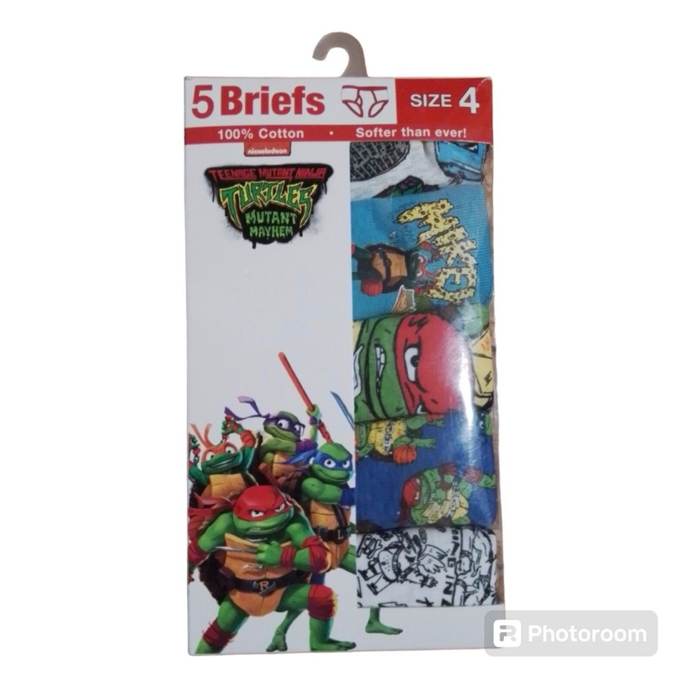 TMNT Boys Underwear 5 Pack Size 4 Cotton Briefs Nickelodeon Ninja Turtles